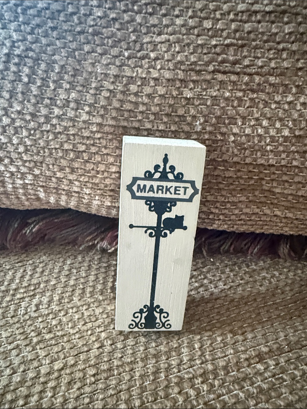 Market Sign Wooden Block Wall Décor - Cream with Black Print